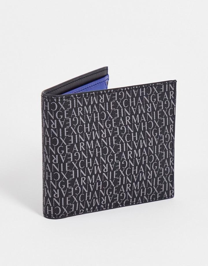 Armani Exchange Wallet In Logo Print-black