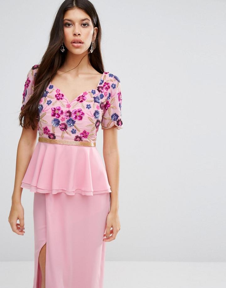 Virgos Lounge Viola Embellished Top - Pink