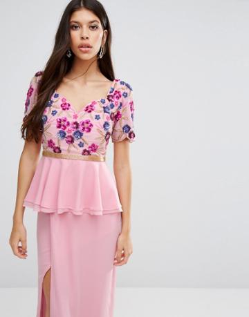 Virgos Lounge Viola Embellished Top - Pink