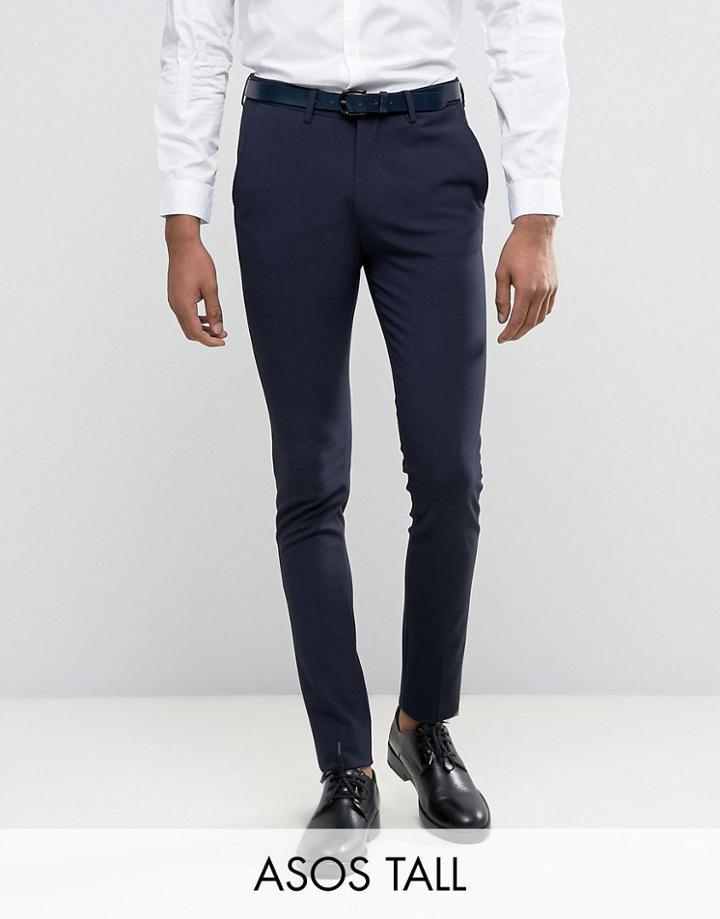 Asos Tall Super Skinny Suit Pants In Navy - Navy
