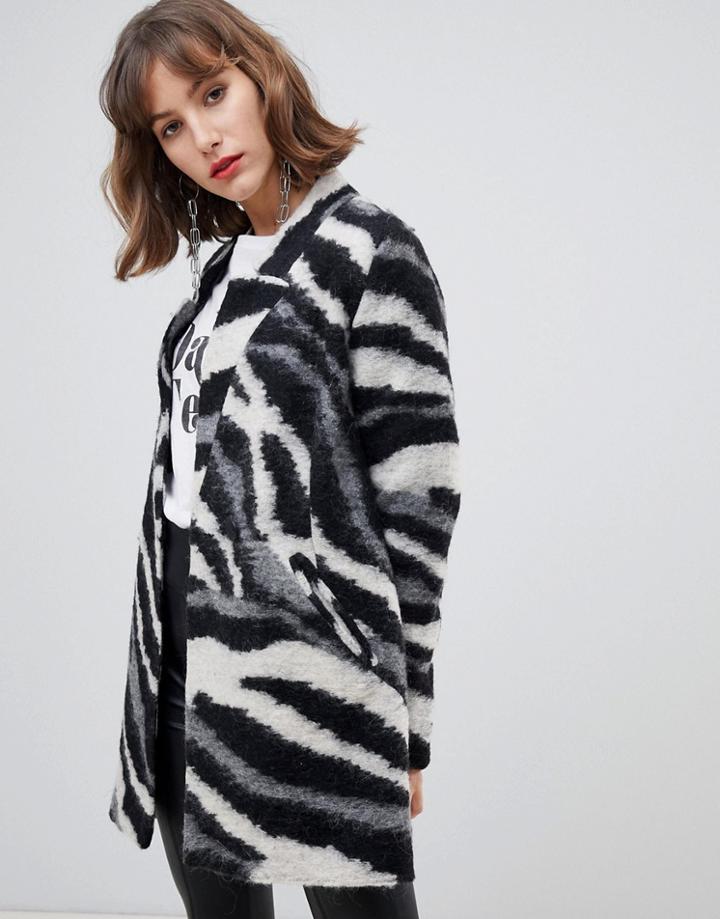 Stradivarius Zebra Print Coat - Multi