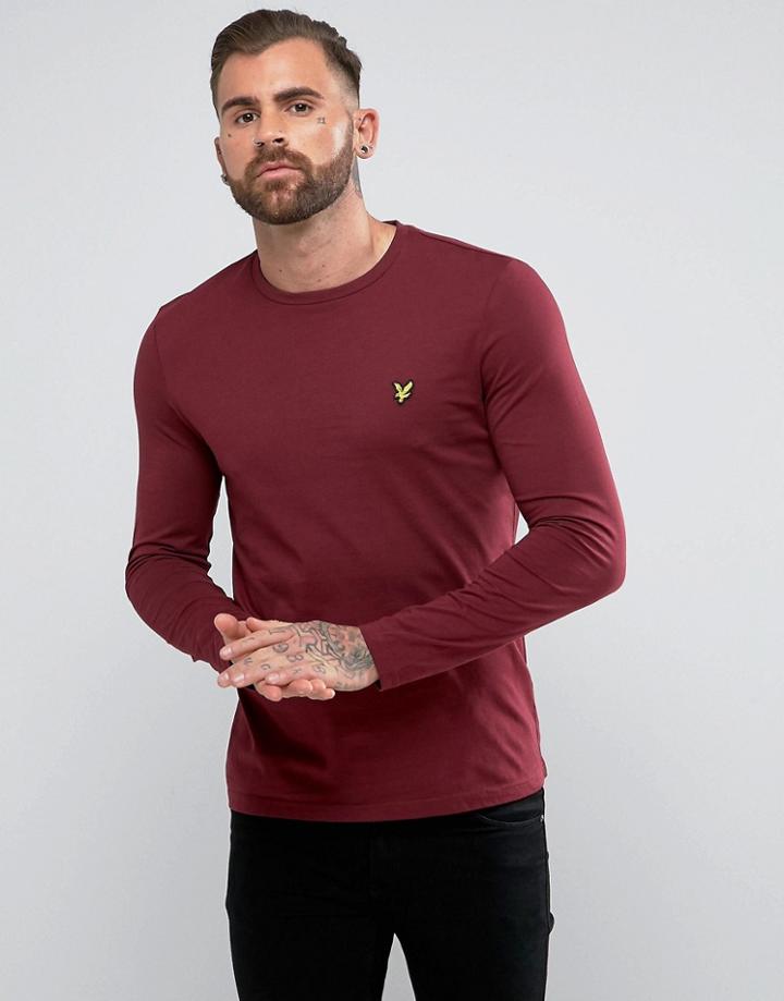 Lyle & Scott Long Sleeve Logo T-shirt Burgundy - Red