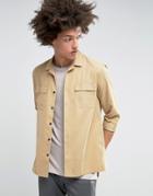 Asos Military Shirt In Stone With Revere Collar - Stone