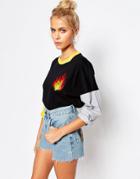 The Ragged Priest Skater Top With Flame Patch