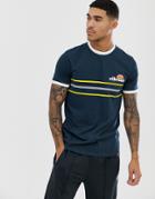 Ellesse Gentario Retro Stripe Panel T-shirt In Navy - Navy