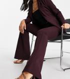 Asos Design Petite Jersey Suit Kickflare Pants In Wine-neutral