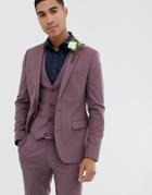 Asos Design Wedding Skinny Suit Jacket In Lavender-purple