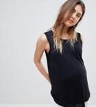 Asos Design Maternity Nursing Slinky Tank With Double Layer In Black