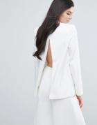 Lavish Alice Tailored Blazer With Exposed Back - White