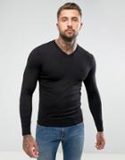 Armani Jeans V Neck Logo Sweater Black - Black