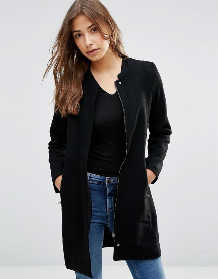 Sugarhill Boutique Kim Zip Detail Coat - Black