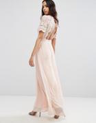 Club L Maxi Dress With Crochet Lace Detail & Cut Out Back - Pink