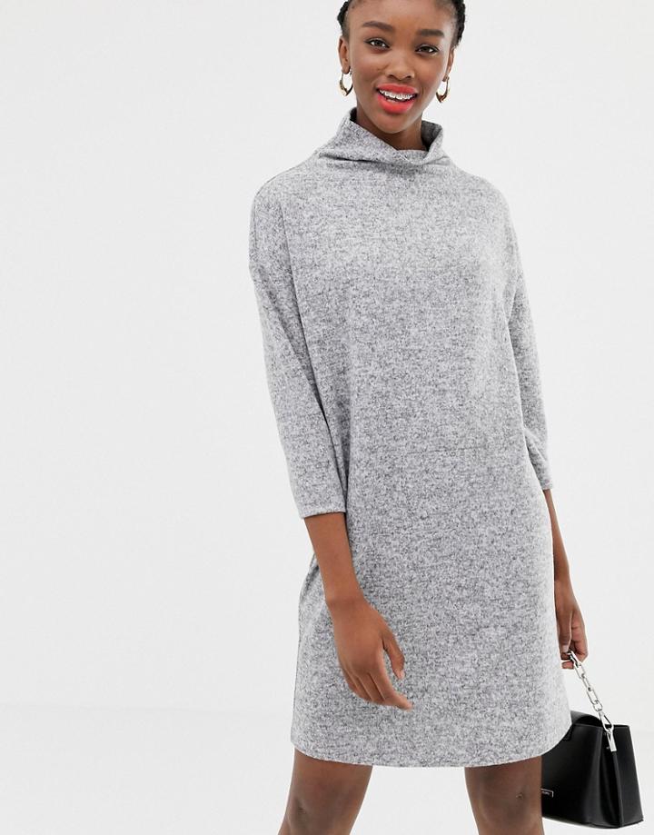 Jdy Funnel Neck Mini Sweater Dress In Gray
