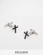 Reclaimed Vintage Cross Cufflinks - Black