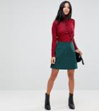 Asos Petite Tailored A-line Mini Skirt - Green