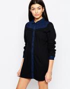 Vero Moda Western Denim Shirt Dress - Medium Blue Denim