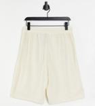 Collusion Unisex Oversized Ribbed Shorts - Part Of A Set-white