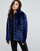 First & I Velvet Jacket With Oversized Pockets - Navy