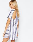 Asos Cut Out Back Stripe Beach Shirt - Stripe