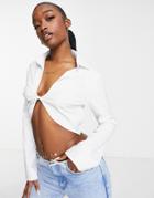 Trendyol Twist Front Cropped Shirt In White