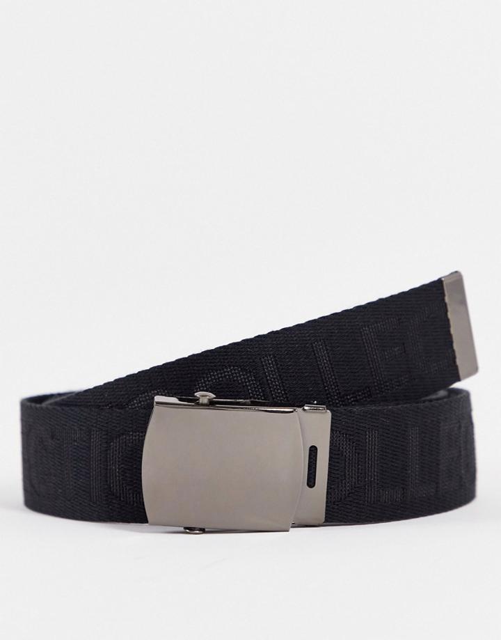 Asos Dark Future Woven Slim Belt In Black