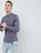 Asos Design Skinny Oxford Shirt In Dark Gray - Gray