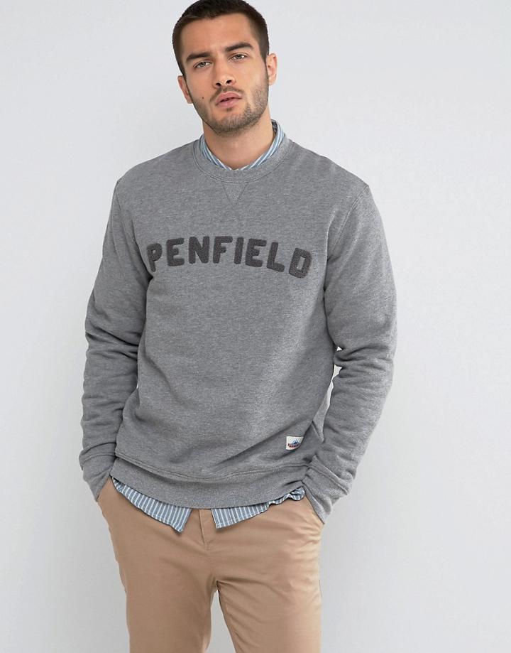 Penfield Brookport Crew Sweatshirt Towelling Logo In Gray Marl - Gray