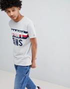 Tommy Jeans Icon Stripe Chest Logo T-shirt In Gray Marl - Gray