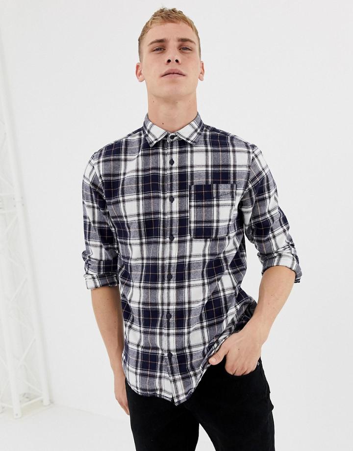 Jack & Jones Originals Shirt In Regular Fit Check Cotton - Navy