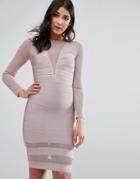 Missguided Purple Long Sleeve Mesh Insert Mini Dress - Pink