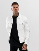 Asos Design Skinny Western Denim Jacket In White - White