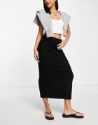 Urban Revivo Knitted Midi Skirt In Black