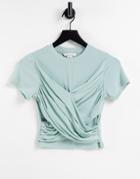Urban Revivo Twist Front T-shirt In Dark Aqua Green