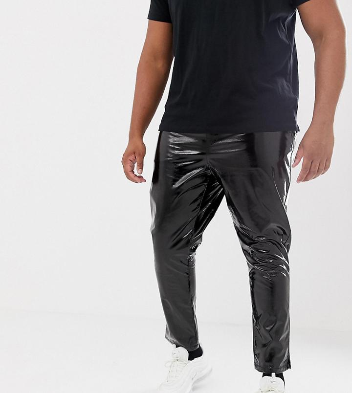 Asos Design Plus Tapered Joggers In Black Vinyl - Black