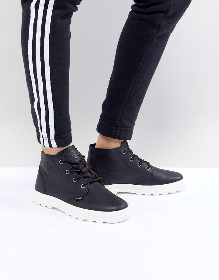 Palladium Pampa Free Black Leather Flat Ankle Boots - Black