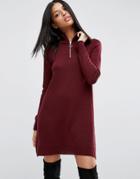 Asos Knit Dress With Zip Detail - Red