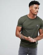 Boss Casual Logo T-shirt In Khaki - Green