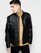 Sisley Faux Leather Jacket With Embellishment - Black