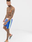 Asos Design Lounge Shorts In Blue With Neon Side Stripe - Blue
