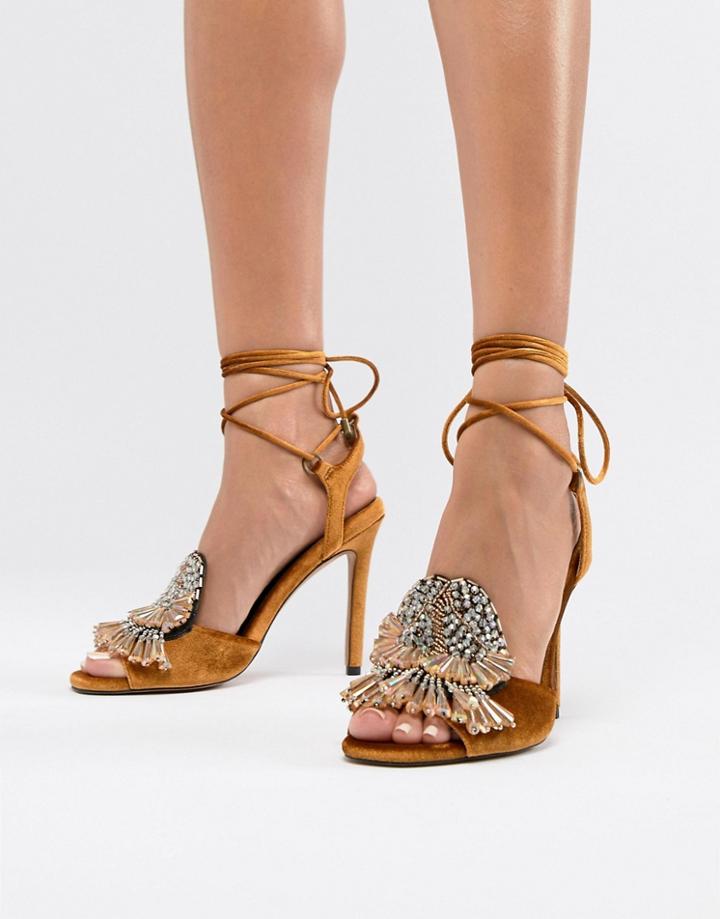 Asos Design Harrison Embellished Heeled Sandals - Yellow