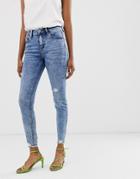Stradivarius Join Life Skinny Low Waist Jeans In Light Wash - Blue