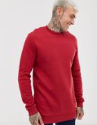 Asos Design Longline Sweatshirt In Red - Red