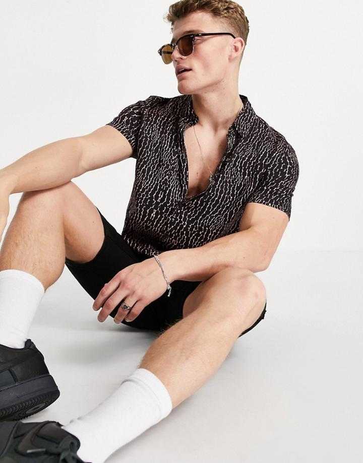 Topman Aligator Print Shirt-multi