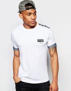 Firetrap Burnout Crew Neck T-shirt With Roll Sleeves - White