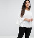 Brave Soul Plus Fluted Sleeve Top - Cream