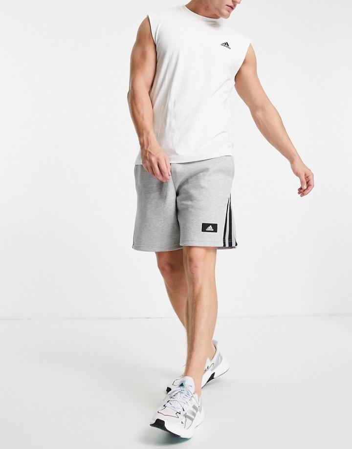Adidas Shorts With Wrap Three Stripes In Gray-grey