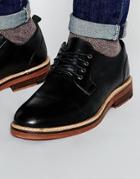 Asos Derby Shoes In Black Leather With Natural Sole - Black