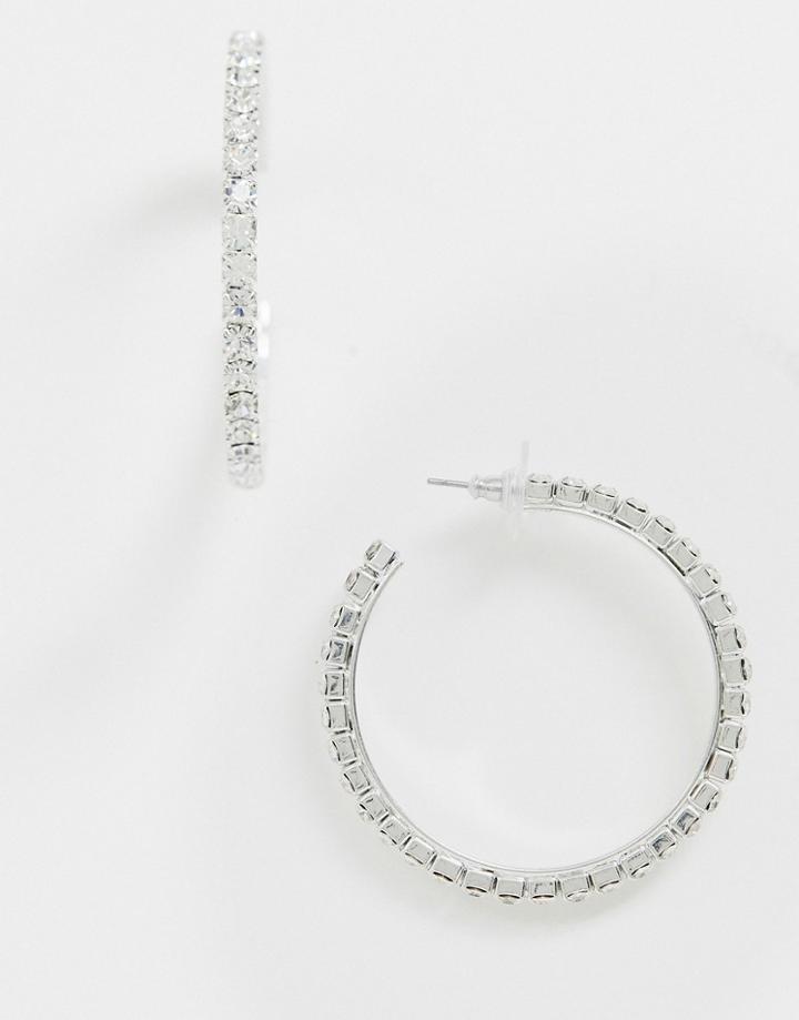 Krystal London Swarovski Crystal 4.5cm Hoop Earrings-clear