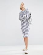 Asos Oversized Sweat Dress In Stripe - Multi