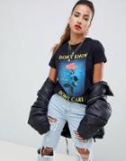 Asos Design T-shirt With Photographic Rose Print And Slogan - Black